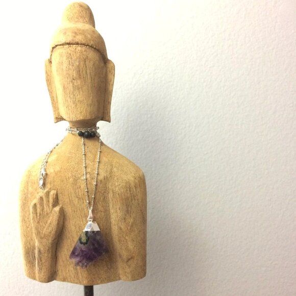 Real Amethyst and Sterling Silver Crystal Essential Oil Diffuser Necklace (NEW!) - Picture 7 of 7